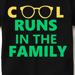 Kid's Printed Round Neck Cotton Half Sleeve T-Shirt(Cool runs in the family), Black, Kid's T-Shirt - GeekDawn