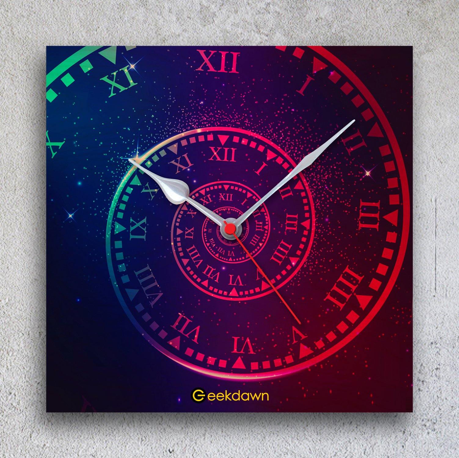 Fibonacci Spiral Wall Clock, (Wooden/MDF) , 9 by 9 Inches - GeekDawn