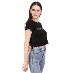 Crop Top/Crop t-shirt/Crop Blouse, #SELFMUSING, Black - GeekDawn