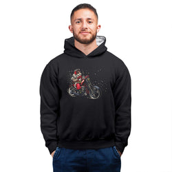 Biker Santa, Christmas , Hoodie / Sweatshirt, Black - GeekDawn