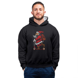 Santa on Scooter, Christmas , Hoodie / Sweatshirt, Black - GeekDawn