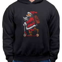 Santa on Scooter, Christmas , Hoodie / Sweatshirt, Black - GeekDawn