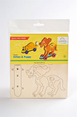 Ugears 4Kids Coloring Model "Kitty and Puppy Kit" I DIY Self-Assembly Coloring Kit for Kids - GeekDawn