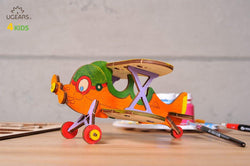Ugears 4Kids Coloring Model "Biplane Kit" I DIY Self-Assembly Coloring Kit for Kids - GeekDawn