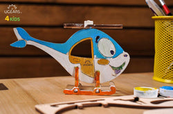 Ugears 4Kids Coloring Model "Helicopter Kit" I DIY Self-Assembly Coloring Kit for Kids - GeekDawn