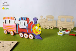 Ugears 4Kids Coloring Model "Locomotive Kit" I DIY Self-Assembly Coloring Kit for Kids - GeekDawn