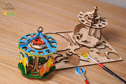 Ugears 4Kids Coloring Model "Merry-Go-Round Kit" I DIY Self-Assembly Coloring Kit for Kids - GeekDawn