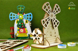 Ugears 4Kids Coloring Model "Mill Kit" I DIY Self-Assembly Coloring Kit for Kids - GeekDawn