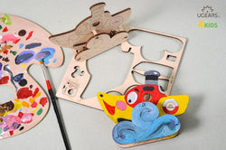 Ugears 4Kids Coloring Model "Steamboat Kit" I DIY Self-Assembly Coloring Kit for Kids - GeekDawn