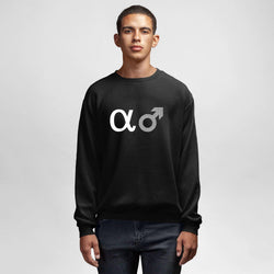 Alpha Male, Round Neck Sweatshirt, Black - GeekDawn