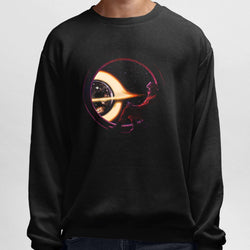 Astronaut Window, Round Neck Sweatshirt, Black - GeekDawn