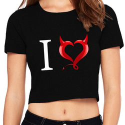 Crop Top, I am devil, Black - GeekDawn