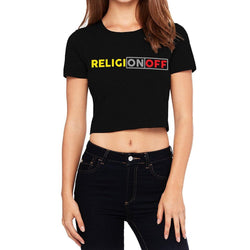 Crop Top/Crop t-shirt/Crop Blouse, Religion Off, Black - GeekDawn