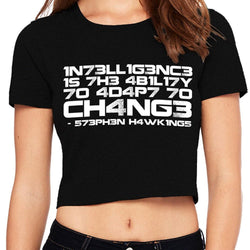Crop Top/Crop t-shirt/Crop Blouse, Stephen Hawkings, Black - GeekDawn