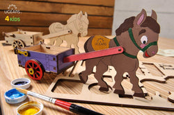 Ugears 4Kids Coloring Model "Donkey Kit" I DIY Self-Assembly Coloring Kit for Kids - GeekDawn