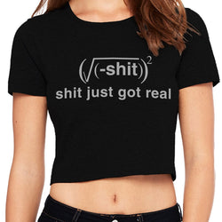 Graphic Crop Top/Crop t-shirt/Crop Blouse, Real Shit, Black - GeekDawn