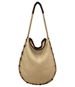 Ladies Jute Bag with Canvas embellishment - GeekDawn