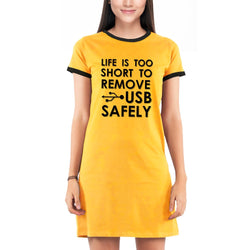 Life is too short to remove USB safely , Programming , Coding , Women's Dress - GeekDawn
