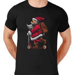 Santa on Scooter, Christmas, Unisex Graphic T-Shirt - GeekDawn