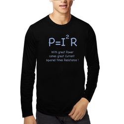 P=I2R , With great power comes great current squared times resistance , Physics , Spiderman , Unisex Graphic Full Sleeves T-Shirt - GeekDawn