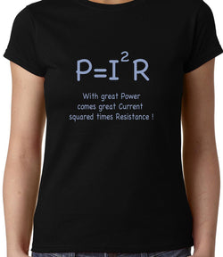 P=I2R , With great power comes great current squared times resistance , Physics , Spiderman , Women's Top - GeekDawn