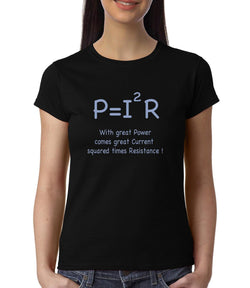 P=I2R , With great power comes great current squared times resistance , Physics , Spiderman , Women's Top - GeekDawn
