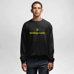 Schrodinger's smiley , Round Neck Sweatshirt, Black - GeekDawn