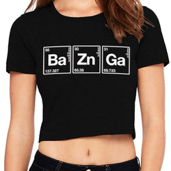 Women's Crop Top/Crop t-shirt -Bazinga, Black - GeekDawn