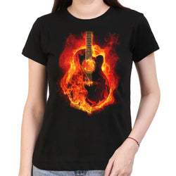 Burning Guitar , Music ,Women's Top